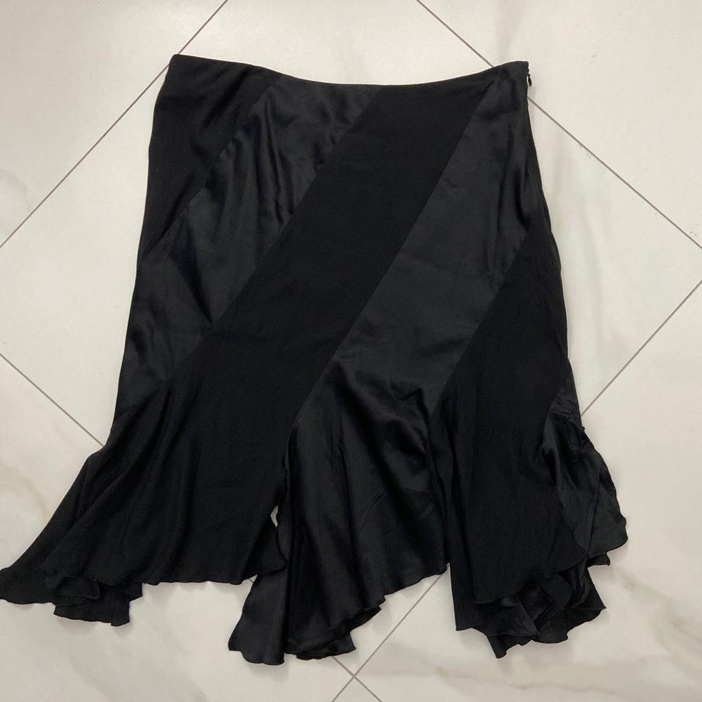Bebe Black Ruffle Skirt with Slits Size Medium